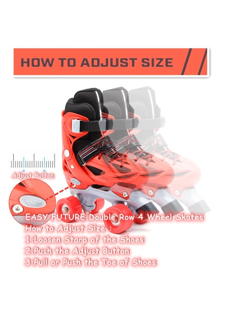 Roller Skates for Kids Adjustable Size Double Row 4 Wheel Skates for Indoor Outdoor Boys Girls Including Protective Gear 3 Colors 4 Sizes to Choose NO.1302P - Image 3